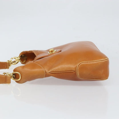 Celine CELINE Shoulder Bag Leather Brown Gold Authentic 166334