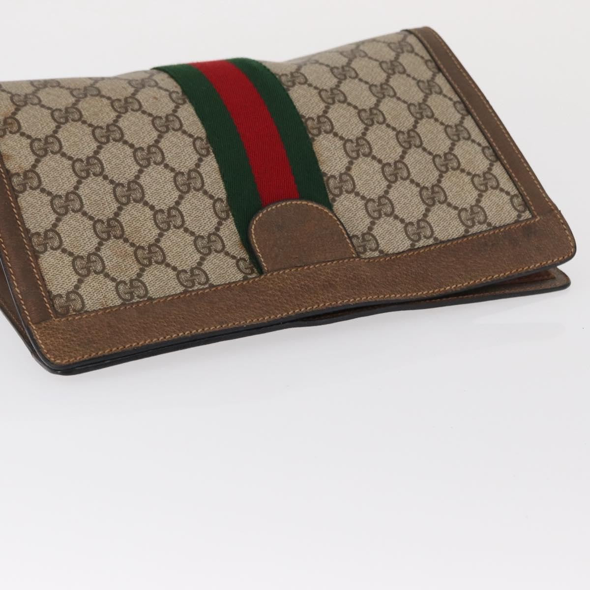 Gucci GUCCI GG Supreme Web Sherry Line Clutch Bag PVC Beige 89 01 002 Authentic BA9822