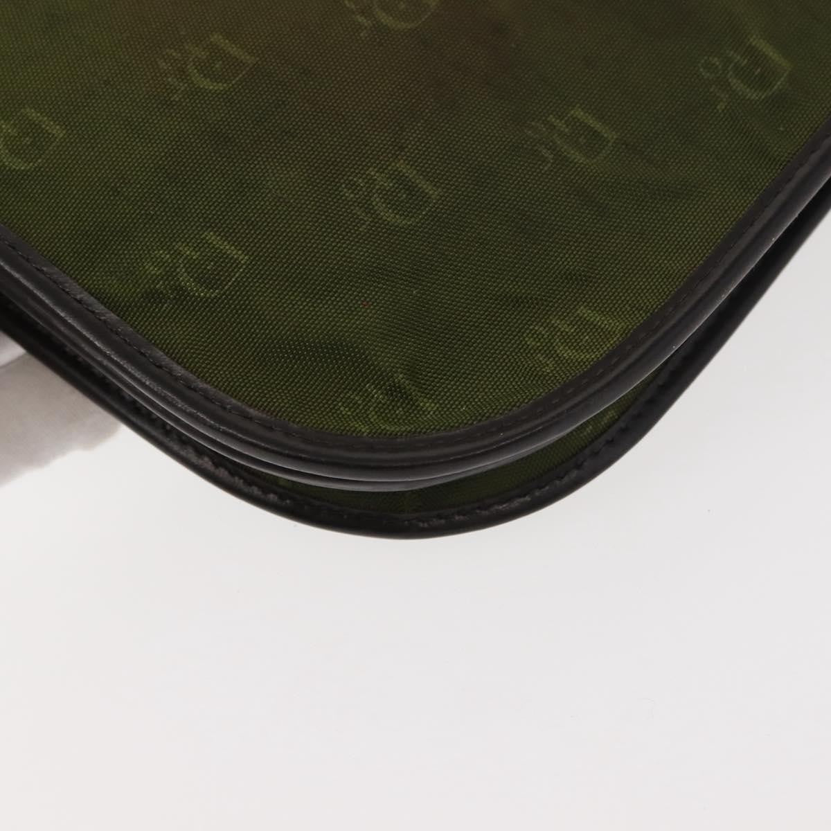 Dior Christian Dior Shoulder Bag Nylon Khaki Gold Authentic 151997