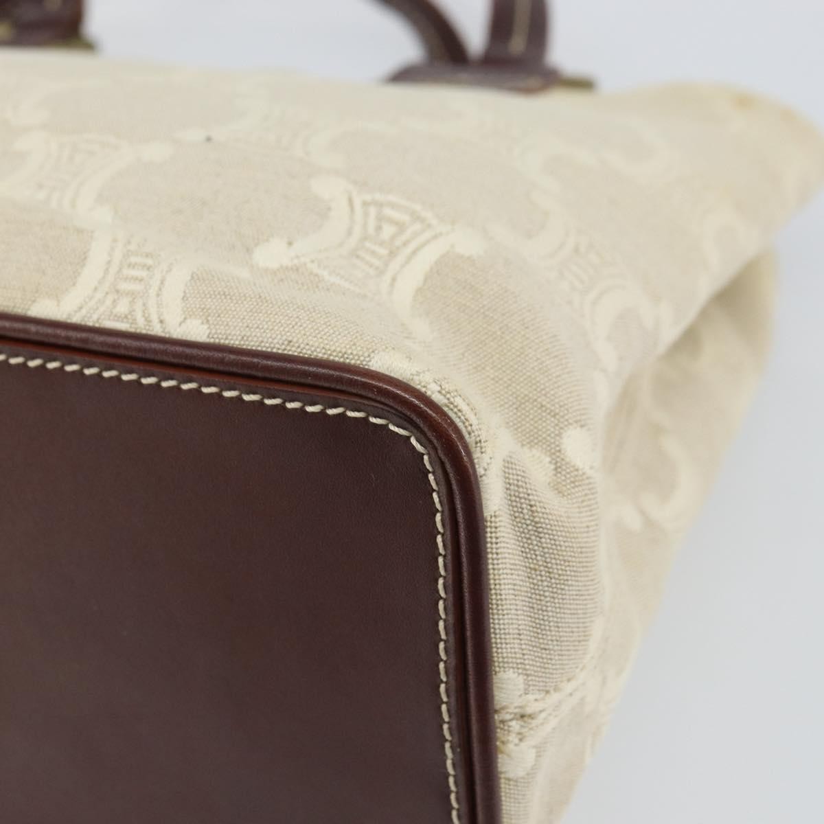 Celine CELINE Macadam Canvas Hand Bag Beige Gold Authentic 168626