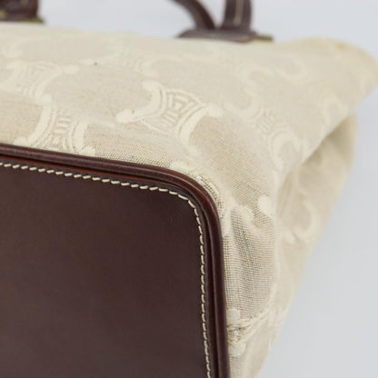 Celine CELINE Macadam Canvas Hand Bag Beige Gold Authentic 168626