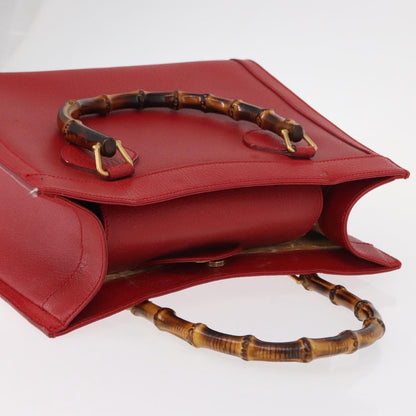 Gucci GUCCI Bamboo Hand Bag Leather Red Gold 002 0260 2615 Authentic ep12137