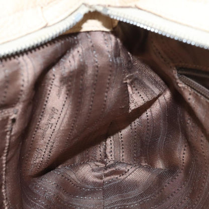 Salvatore Ferragamo Salvatore Ferragamo Gancini Shoulder Bag Leather Beige Silver Authentic EC551