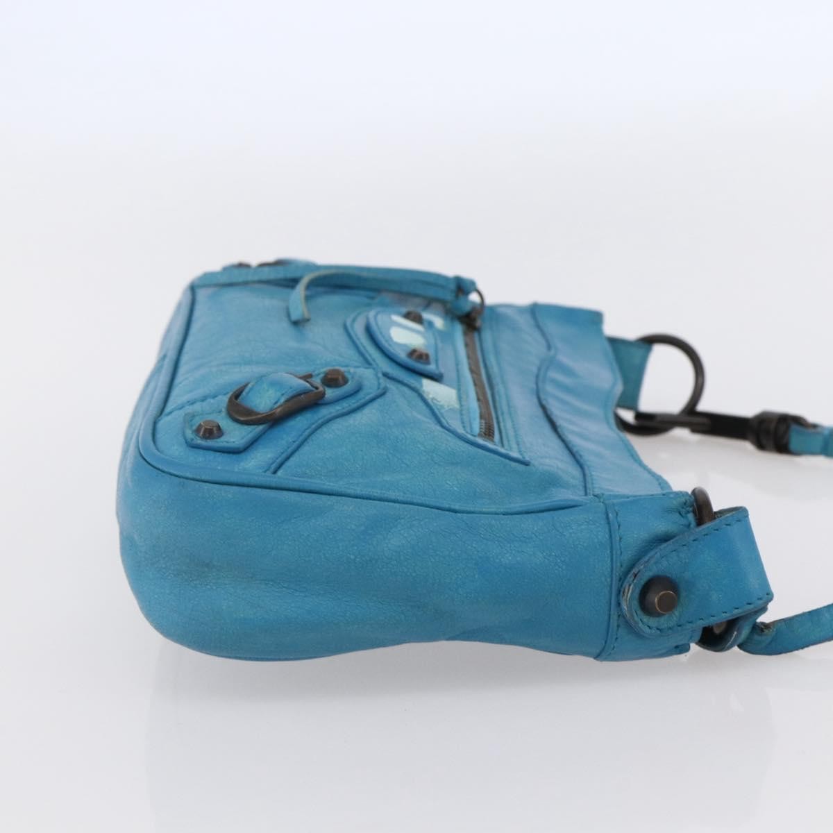 Balenciaga BALENCIAGA The Shoulder Shoulder Bag Leather Blue 138226 Authentic 149200