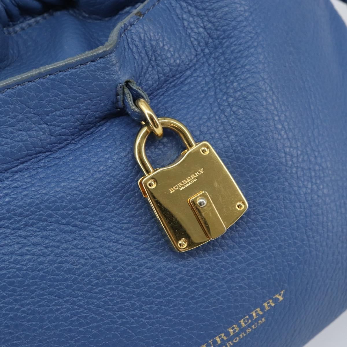 Burberry BURBERRY Shoulder Bag Leather Blue Gold Authentic 157793