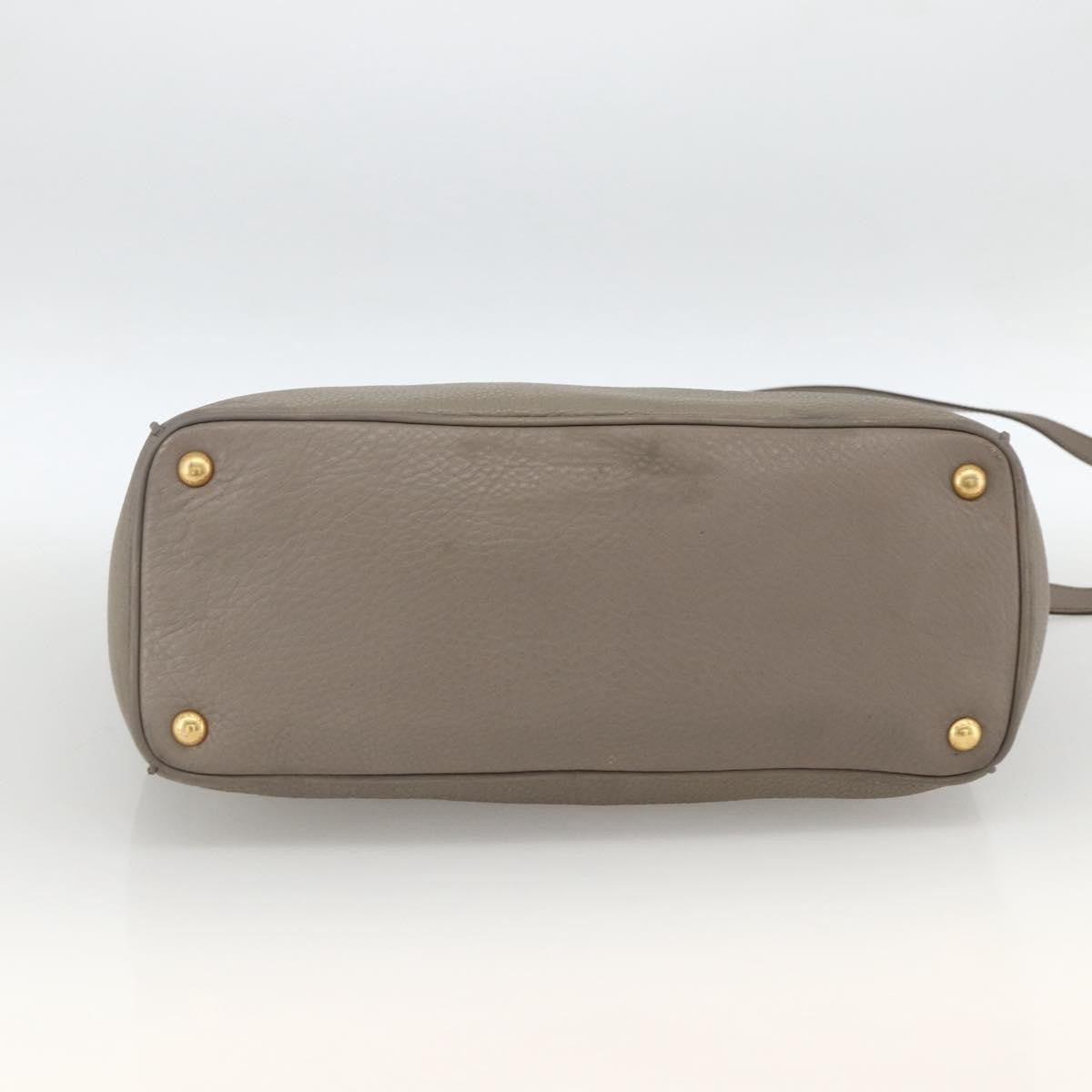 Prada PRADA Hand Bag Leather 2way Gray Gold Authentic bs33651