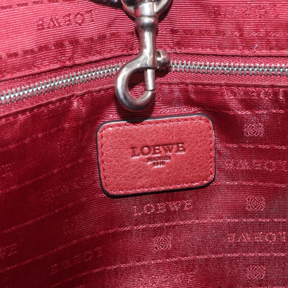 Loewe LOEWE Heritage Tote Bag Leather Red Silver Authentic BSZ189