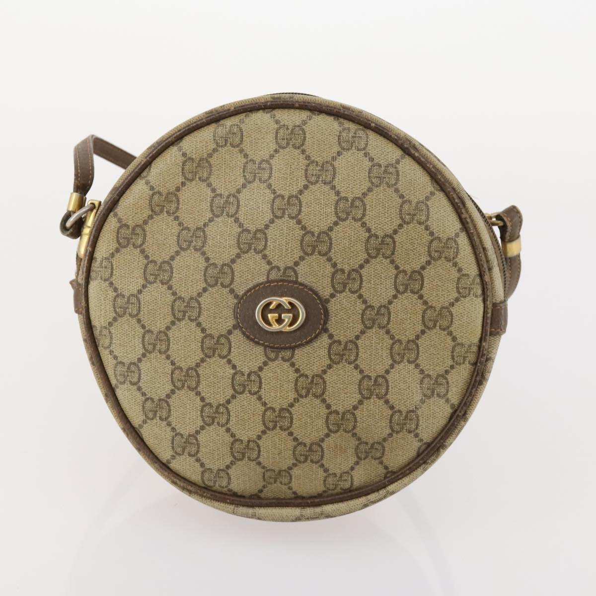 Gucci GUCCI GG Supreme Shoulder Bag Leather 2 Set Brown Authentic bs34006