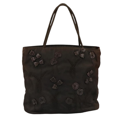 Prada PRADA Hand Bag Nylon Brown Silver Authentic bs20899