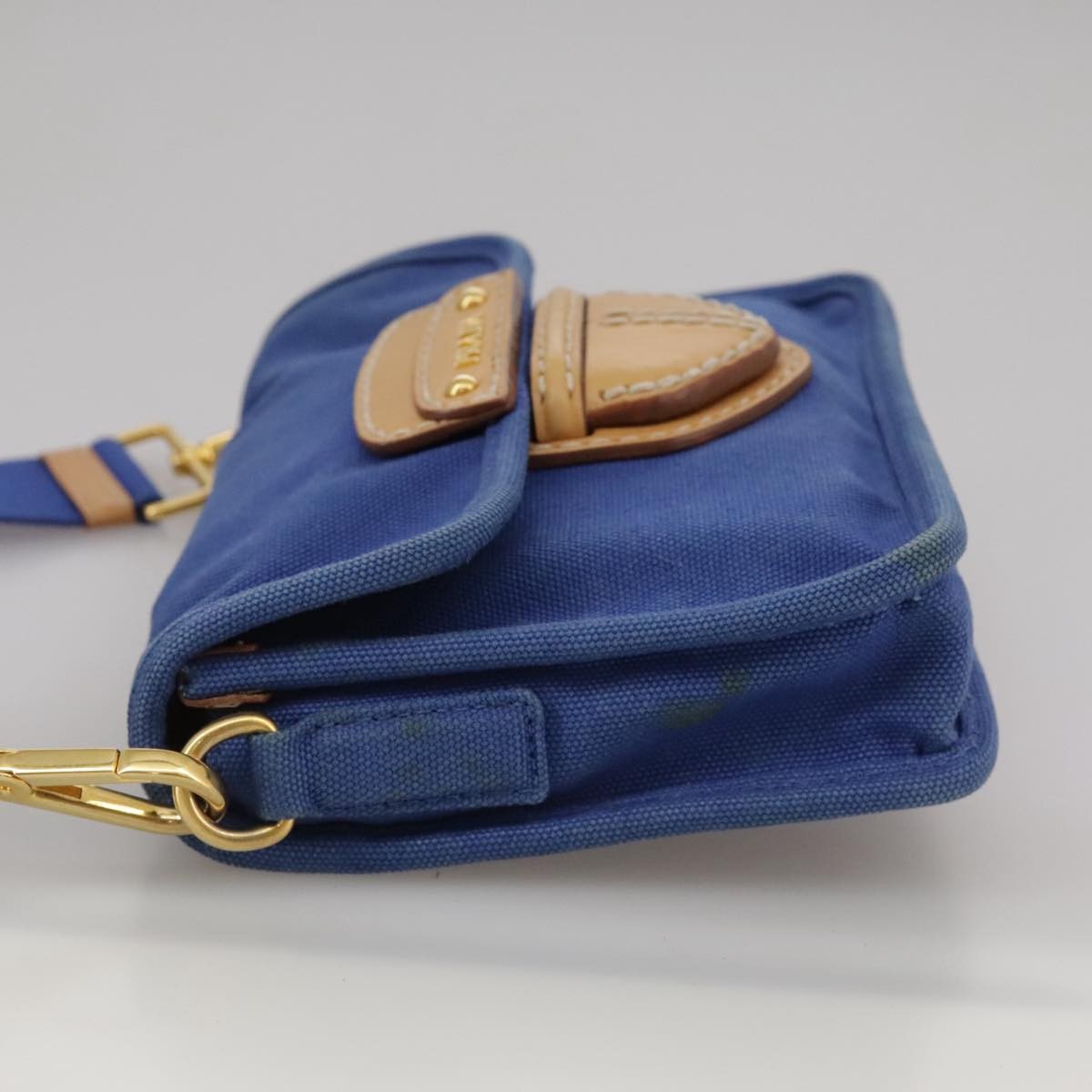 Prada PRADA Shoulder Bag Canvas Blue Authentic 111326