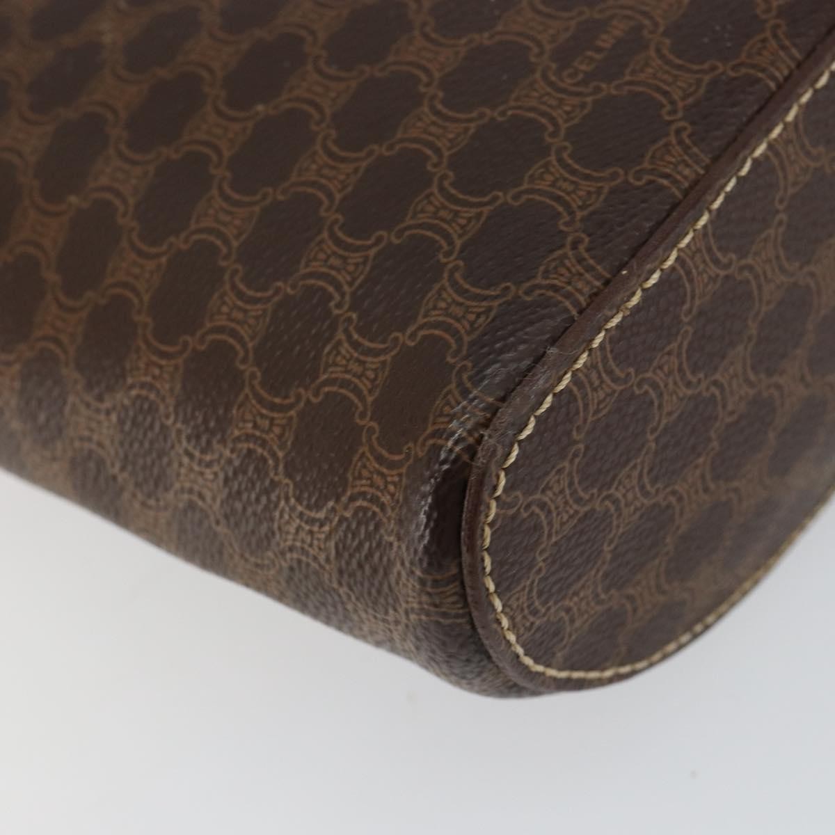 Celine CELINE Macadam Canvas Hand Bag PVC Leather Brown Gold Authentic 153900