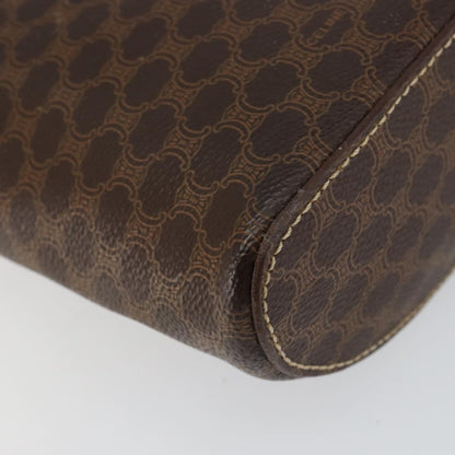 Celine CELINE Macadam Canvas Hand Bag PVC Leather Brown Gold Authentic 153900