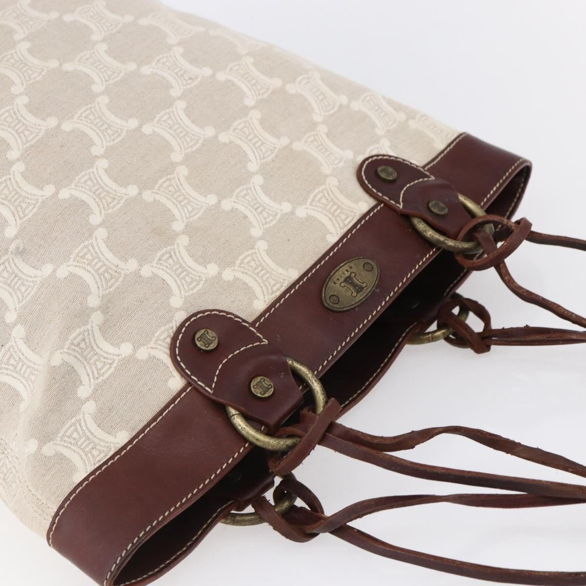 Celine CELINE Macadam Canvas Tote Bag Beige Authentic bs30631