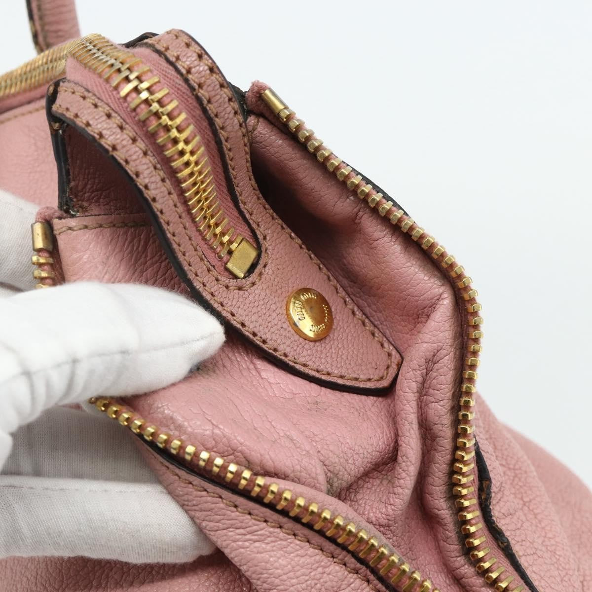 Miu Miu Miu Miu Hand Bag Leather Pink Gold Authentic 180081