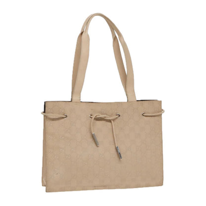 Gucci GUCCI GG Canvas Tote Bag Beige Silver 002 1053 Authentic 90509