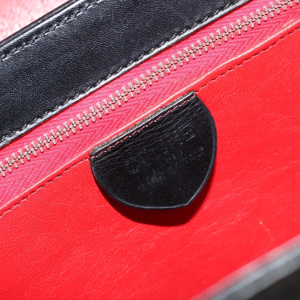 Celine CELINE Vanity Cosmetic Pouch Leather Black Gold Authentic 179213 Bag