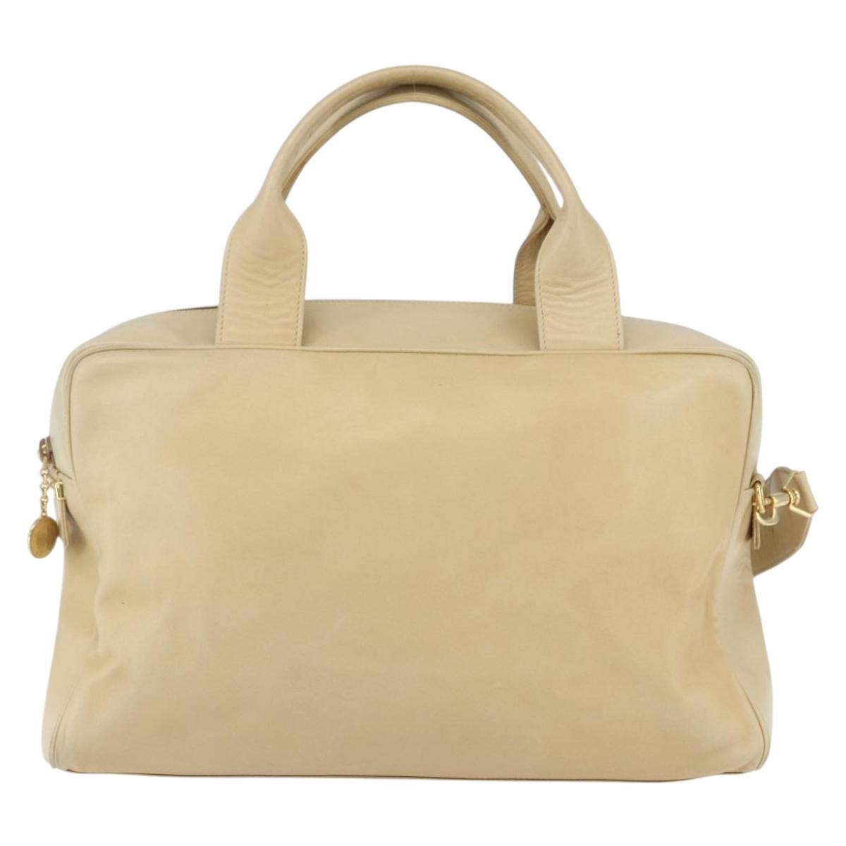 Gucci GUCCI Bamboo Hand Bag Leather 2way Beige Gold Authentic bs31889