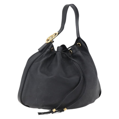 Gucci GUCCI Interlocking Shoulder Bag Leather Black Gold 223951 Authentic 152851