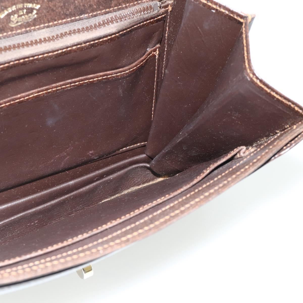 Gucci GUCCI Hand Bag Leather Brown Gold Authentic ep14250