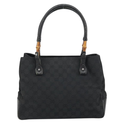 Gucci GUCCI GG Canvas Bamboo Tote Bag Black 112526 Authentic 158362
