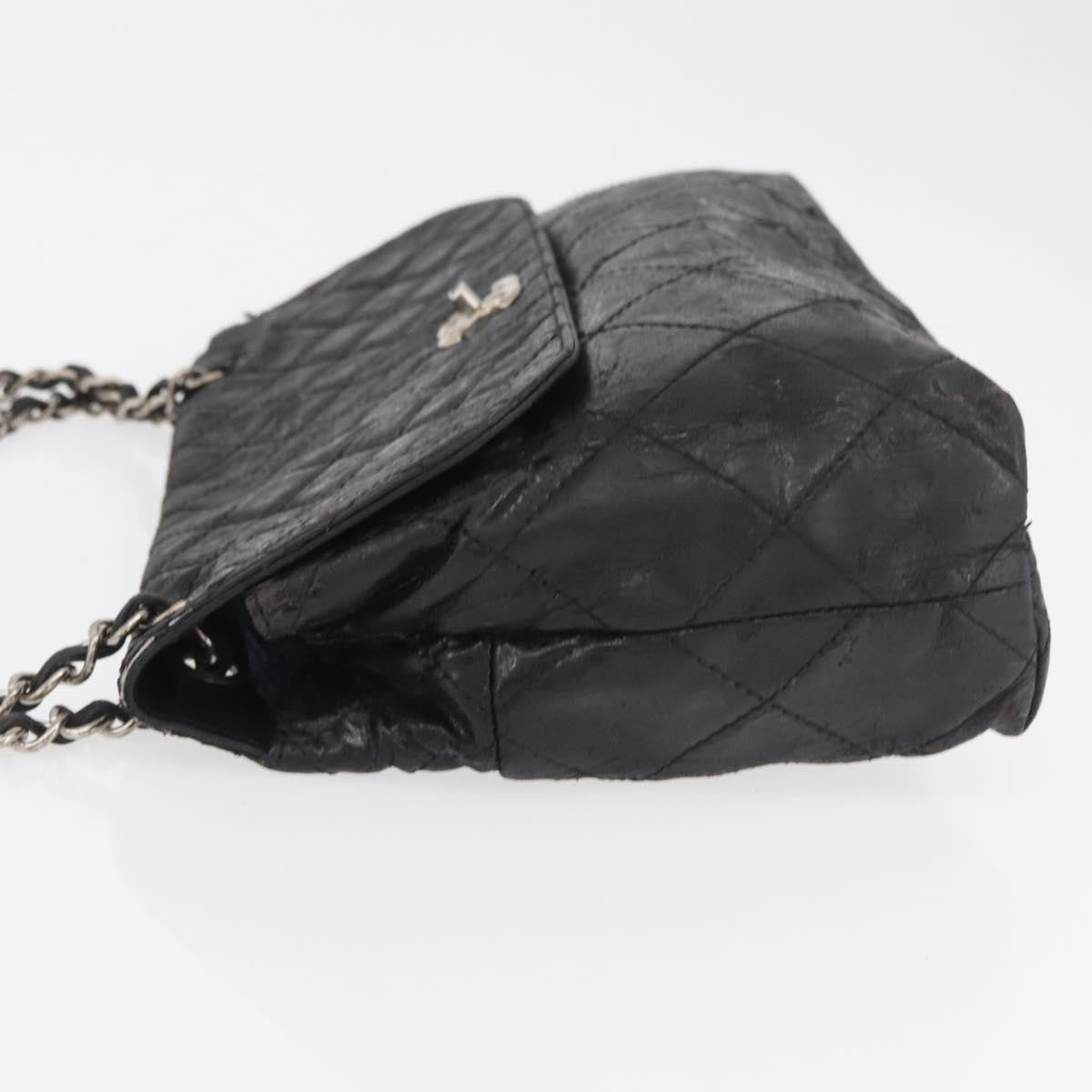 Chanel CHANEL Matelasse Chain Shoulder Bag Patent leather Black Silver CC Authentic 158095