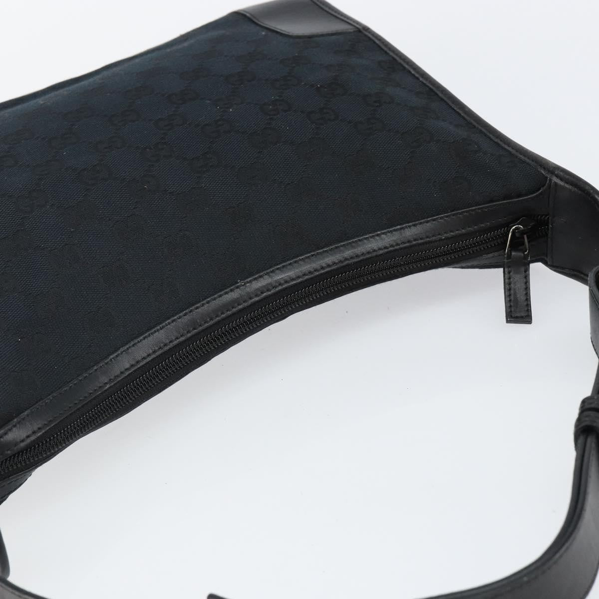 Gucci GUCCI GG Canvas Shoulder Bag Black Silver 001 4205 Authentic 143772