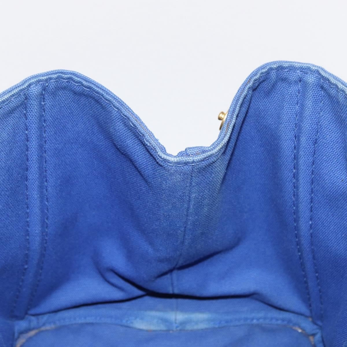 Prada PRADA Canapa MM Hand Bag Canvas Blue Gold Authentic 162140
