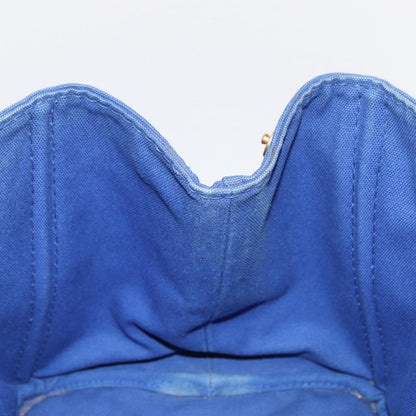 Prada PRADA Canapa MM Hand Bag Canvas Blue Gold Authentic 162140