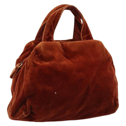 Prada PRADA Hand Bag Velor Brown Gold Authentic bs35158