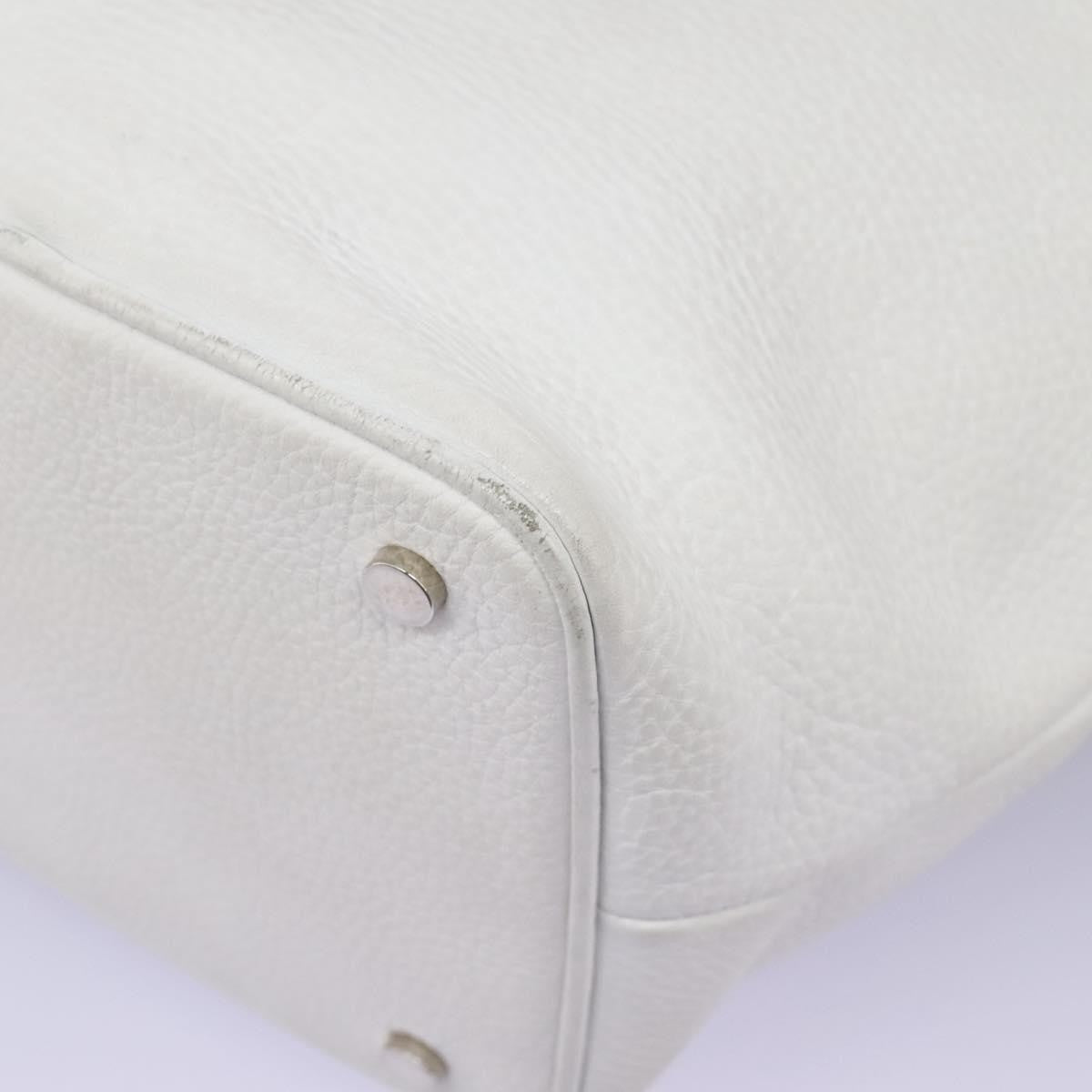 Burberry BURBERRY Shoulder Bag Leather White Silver Authentic BA2015