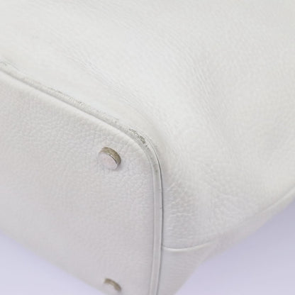 Burberry BURBERRY Shoulder Bag Leather White Silver Authentic BA2015