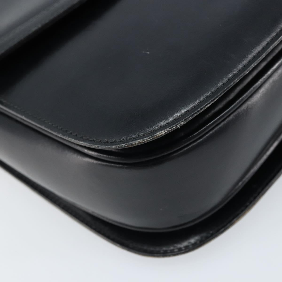 Gucci GUCCI Hand Bag Leather Black Gold Authentic ka2600