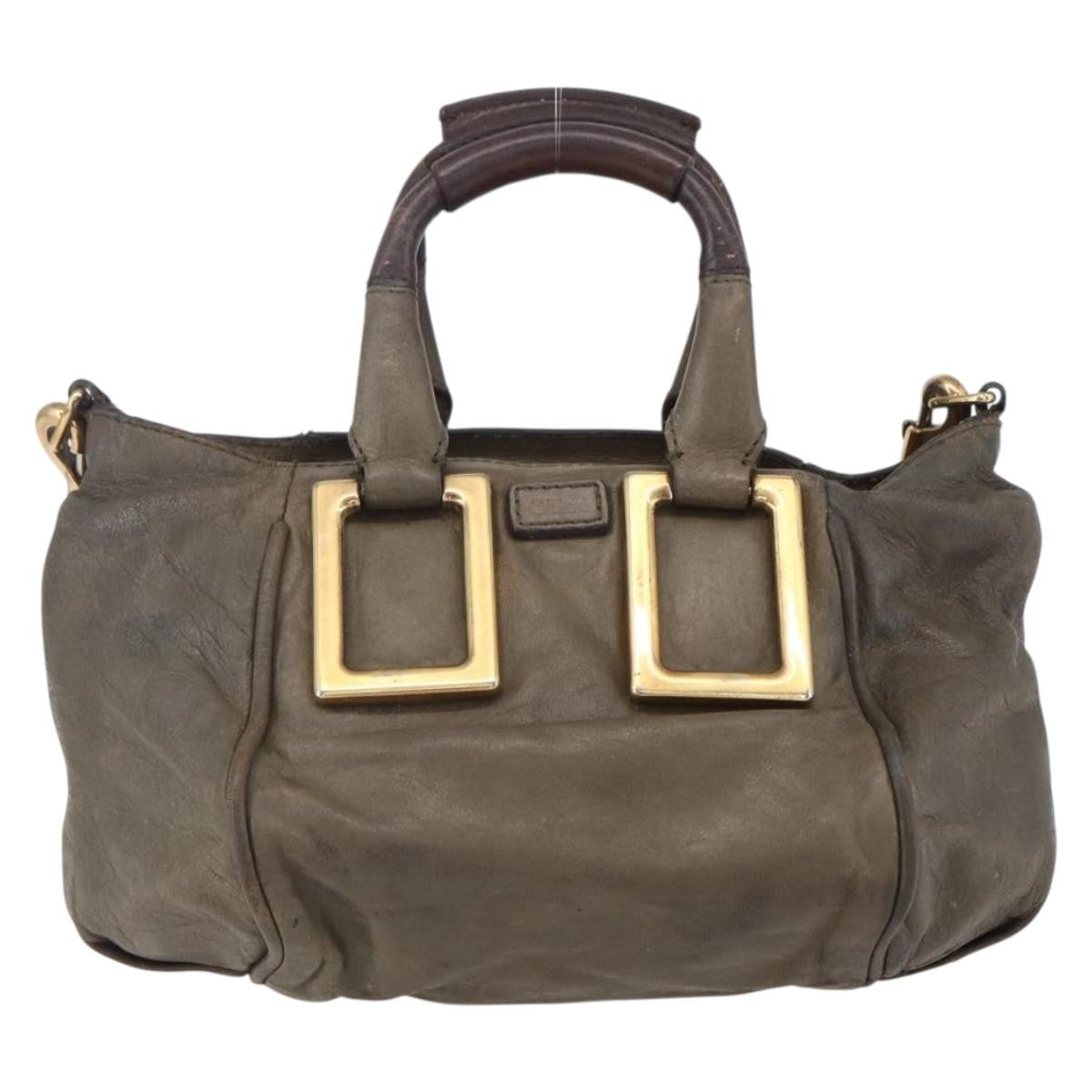 Chloé Chloé Chloe Etel Hand Bag Leather 2way Beige Gold Authentic bs30955