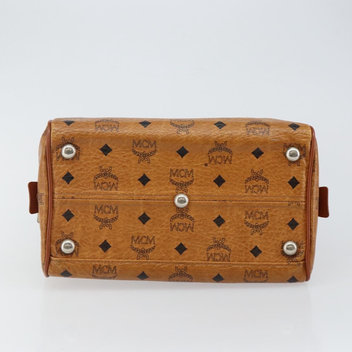 MCM MCM Logogram Vicetos Boston Bag PVC Leather Brown Gold Authentic gh904
