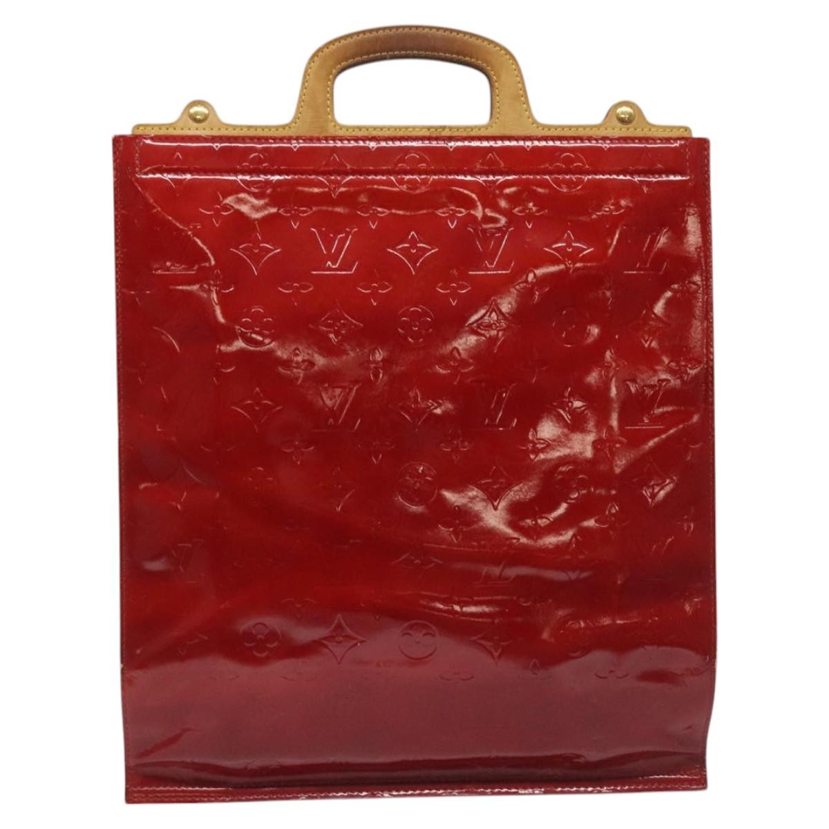 Louis Vuitton LOUIS VUITTON Monogram Vernis Stanton Tote Bag Red M91078 LV Authentic EC405