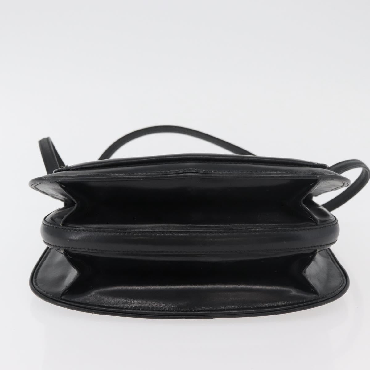 Gucci GUCCI Hand Bag Leather Black Gold Authentic ep14155