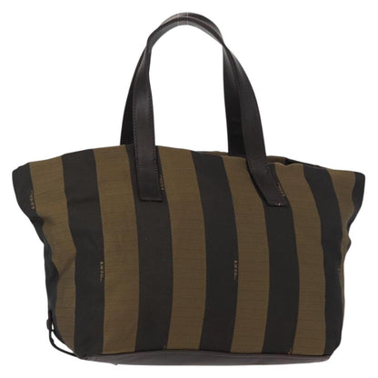 Fendi FENDI Pecan Canvas Hand Bag Black Brown Authentic ep11974