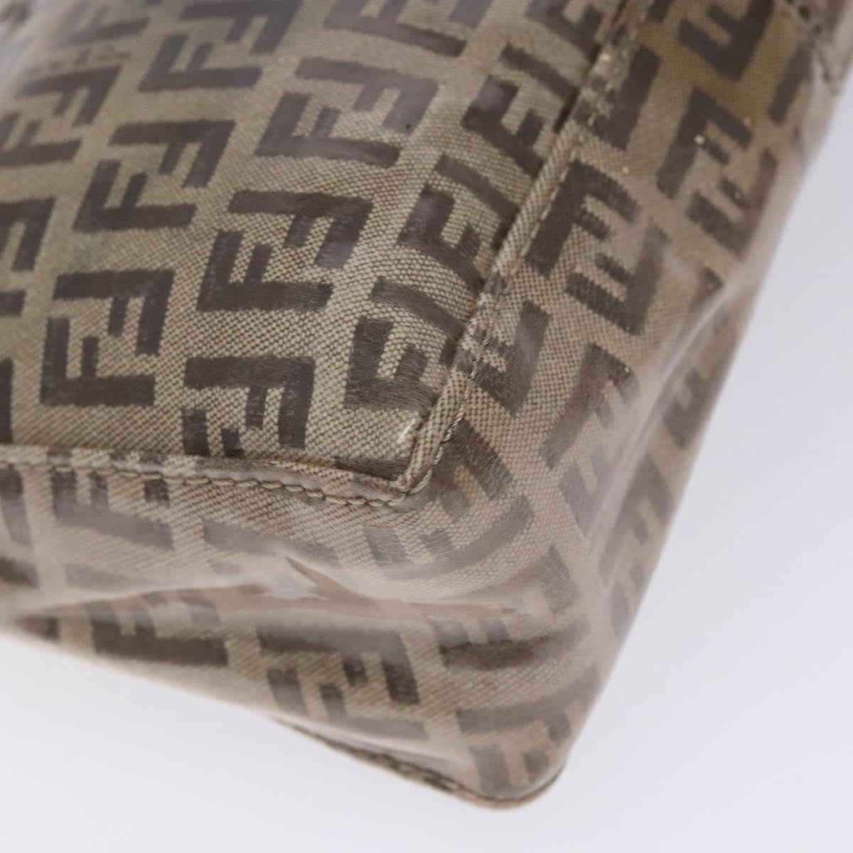 Fendi FENDI Zucchino Canvas Shoulder Bag Coated Canvas Beige Gold Authentic 136436