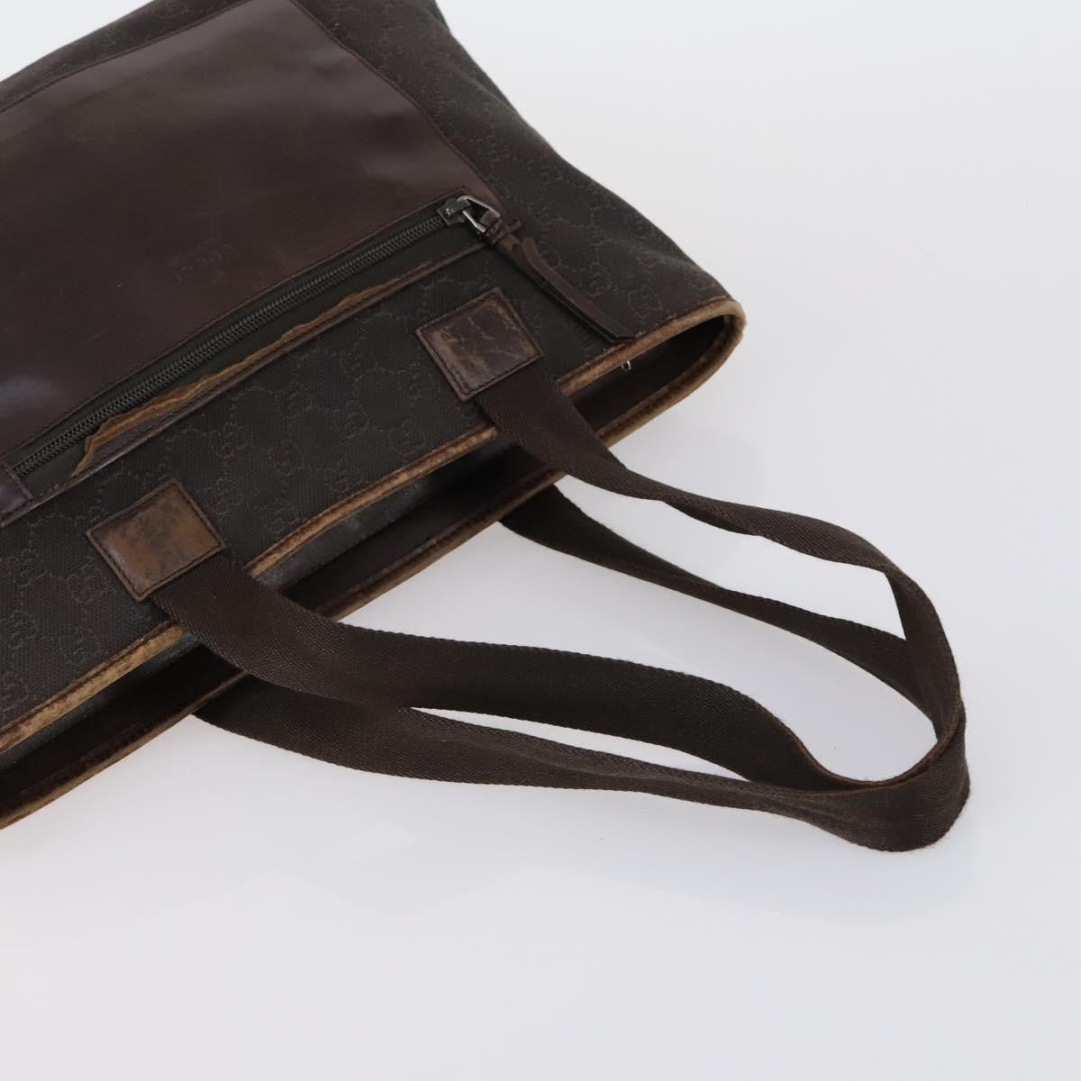 Gucci GUCCI GG Canvas Shoulder Bag Leather 3 Set Beige Dark Brown Authentic 152612