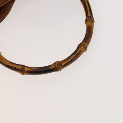 Gucci GUCCI Bamboo Hand Bag Leather 2way Brown Gold 001 3444 1638 Authentic th5971