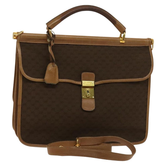 Gucci GUCCI Micro GG Canvas Hand Bag 2way Brown Gold Authentic 121561