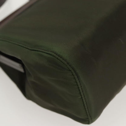 Prada PRADA Shoulder Bag Nylon Khaki Silver Authentic 123373