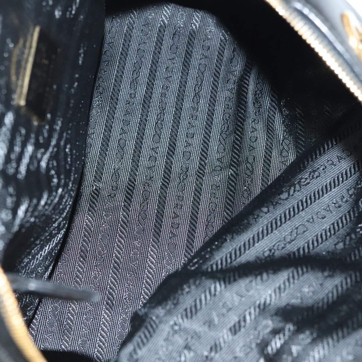 Prada PRADA Chain Shoulder Bag Leather Black Gold Authentic yk18939