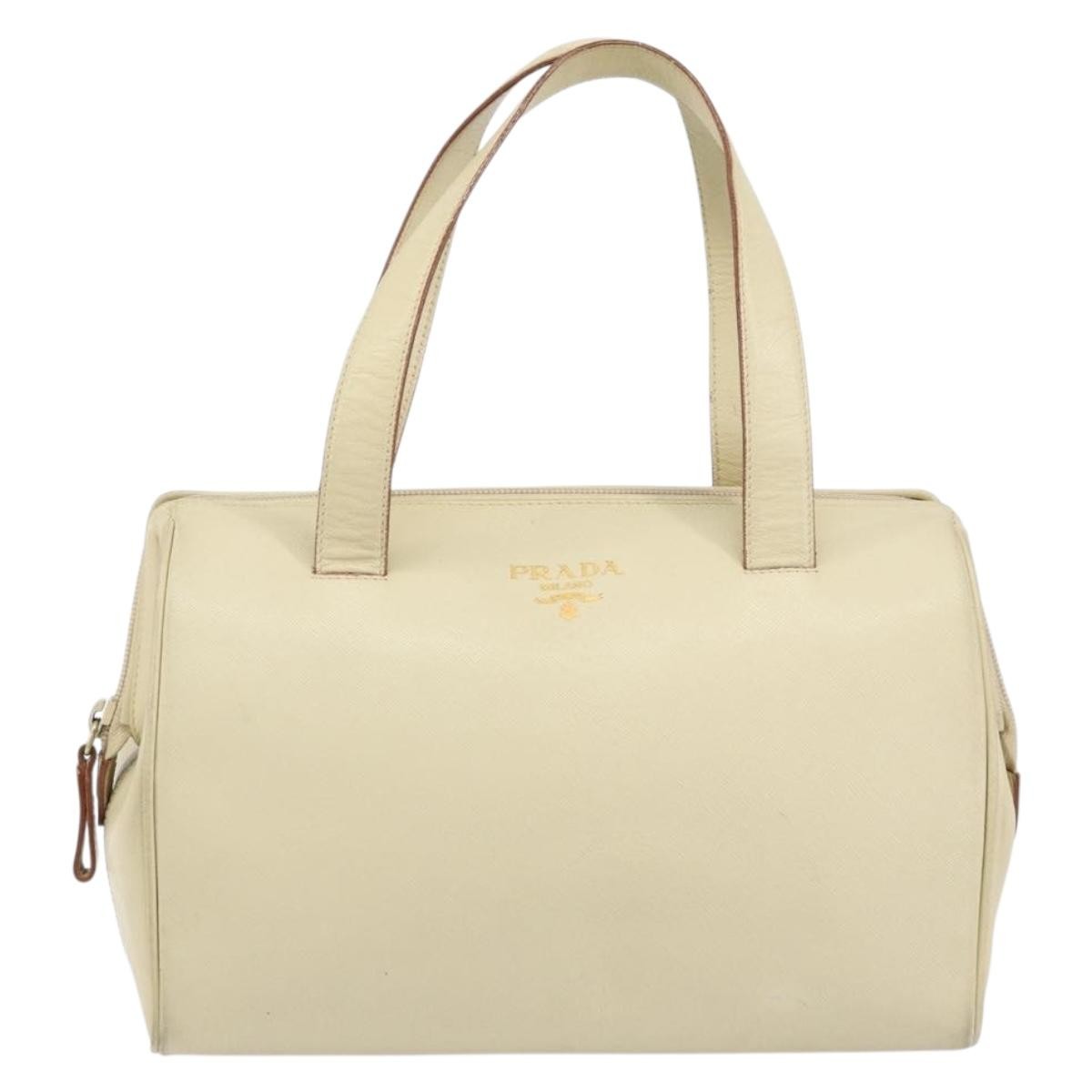 Prada PRADA Hand Bag Leather Beige Authentic BA8175