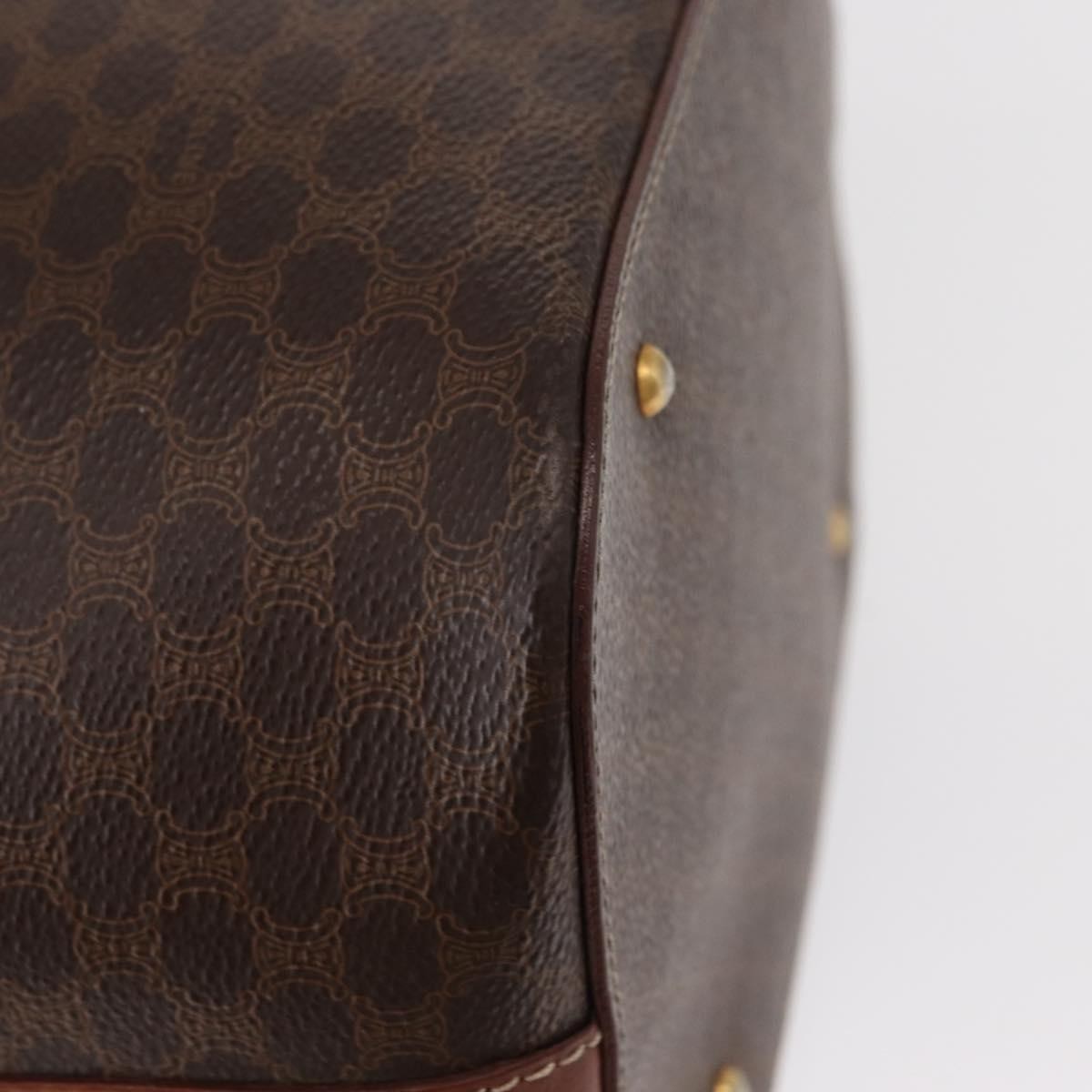 Celine CELINE Macadam Canvas Shoulder Bag PVC Leather 2way Brown Gold Authentic ka784