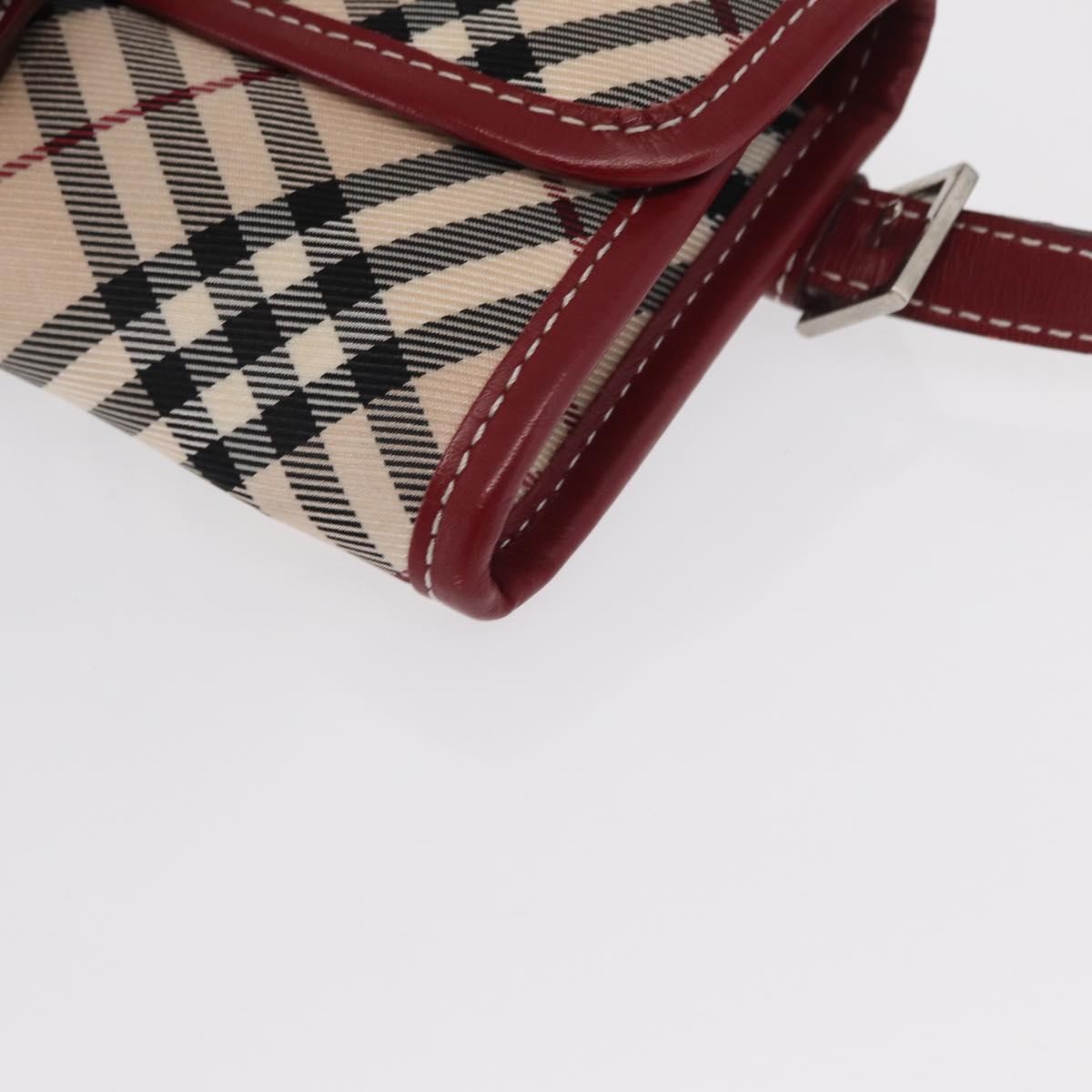 Burberry BURBERRY Nova Check Blue Label Waist Bag Canvas 2way Beige Silver Authentic 169117