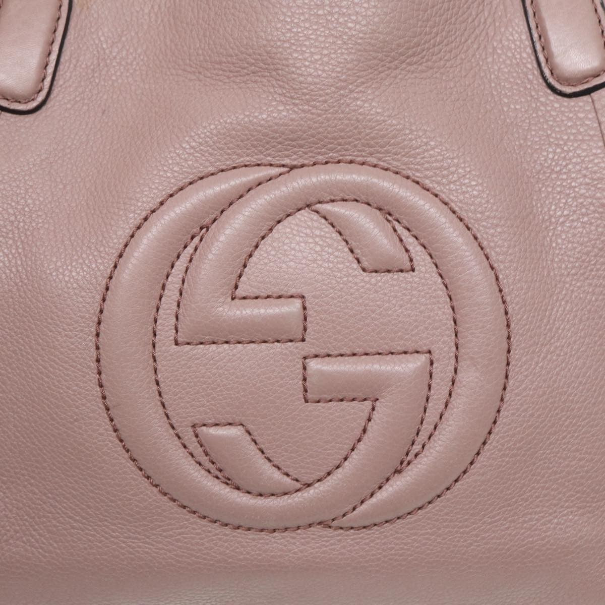 Gucci GUCCI Soho Hand Bag Leather 2way Gold Pink 336751 Authentic am6760