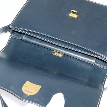 Gucci GUCCI Shoulder Bag Leather Navy Gold Authentic BD2006