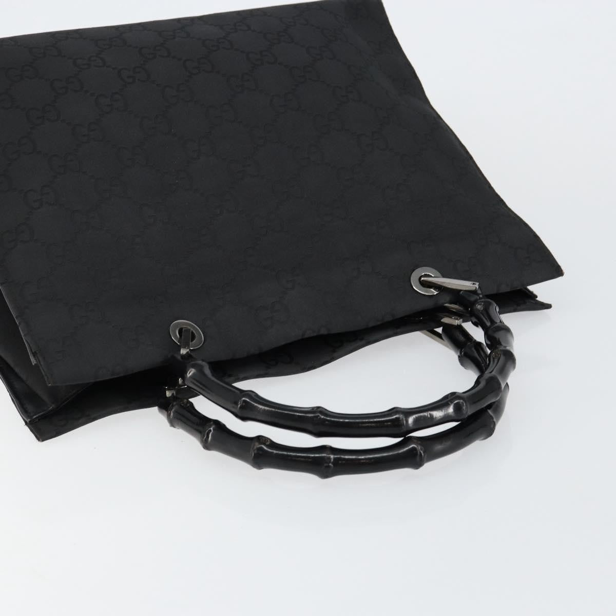 Gucci GUCCI Bamboo GG Canvas Hand Bag Black Silver 002 1010 3754 Authentic ep11357