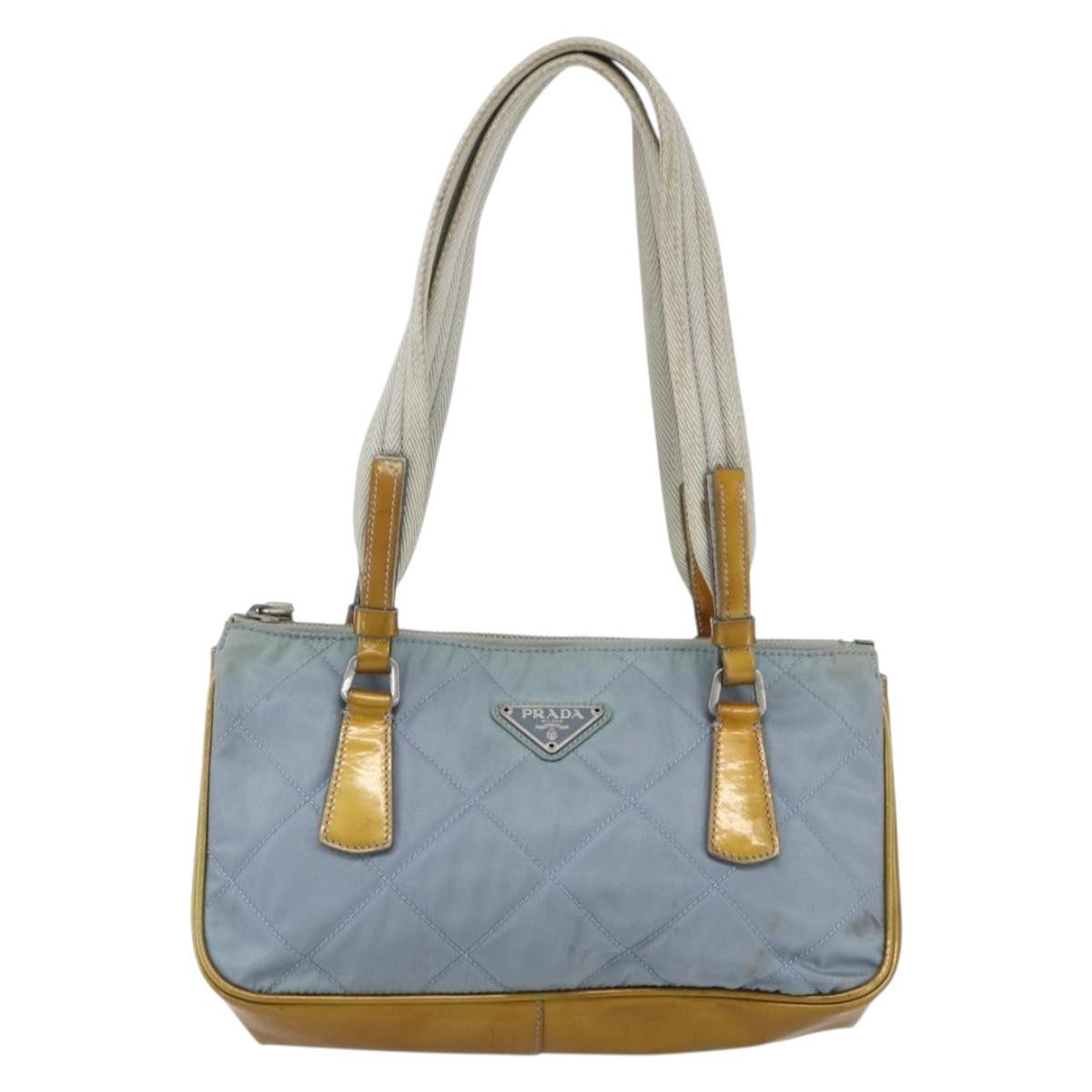 Prada PRADA Tote Bag Nylon Light Blue Silver Authentic 170632
